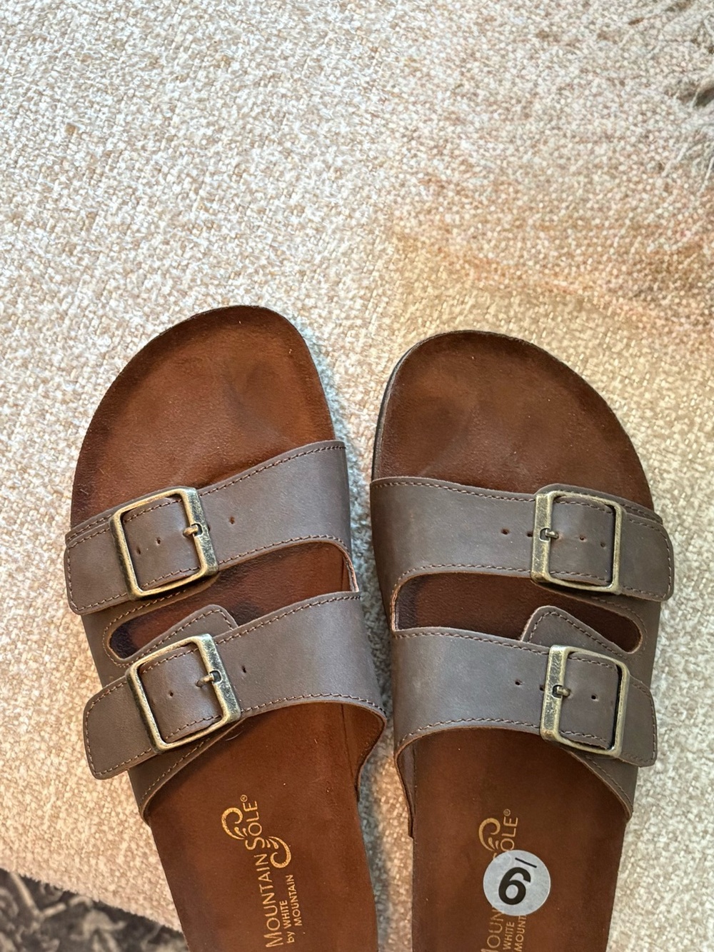 White Mountain Women's Brown Double-Strap Buckle Sandals